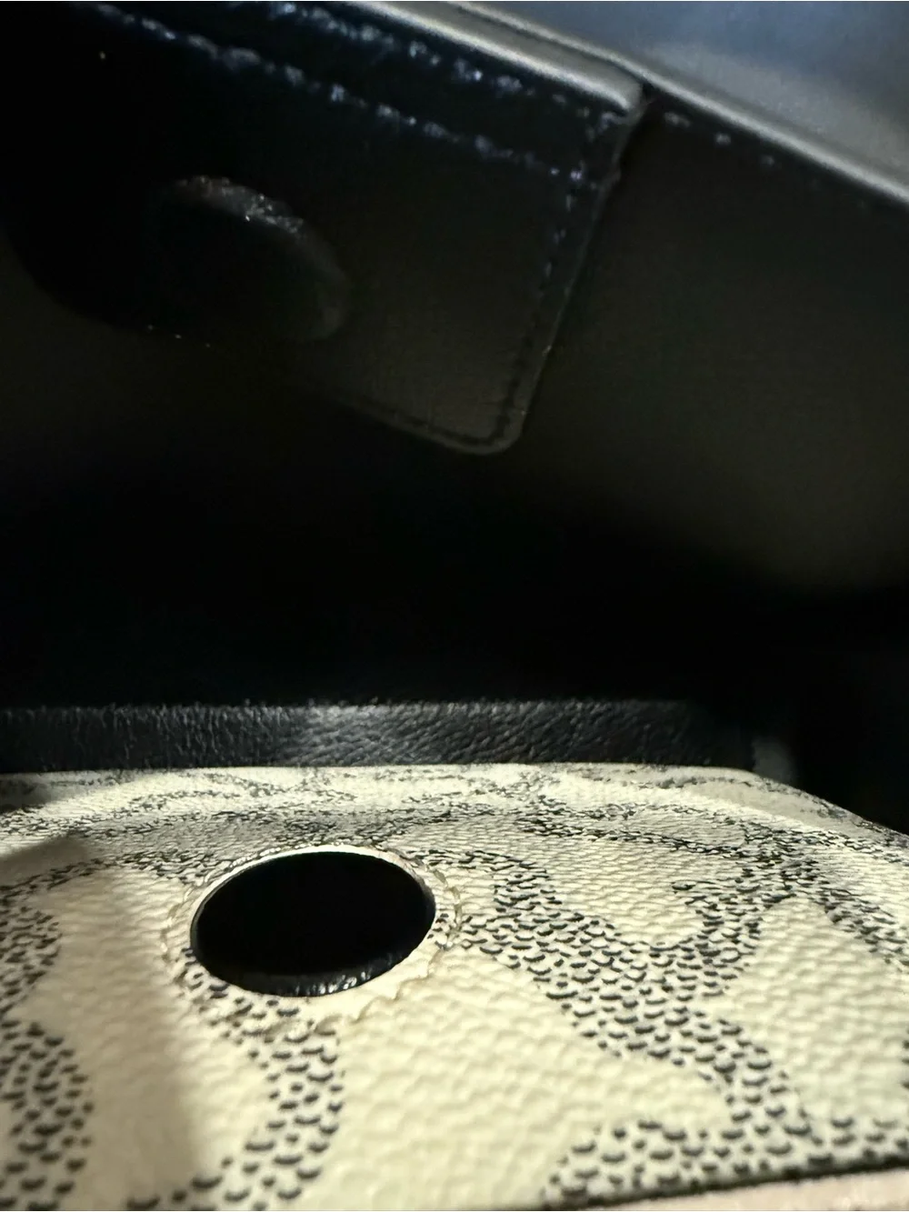 TOUS Black Leather Crossbody Bag with Cream Interior Accent